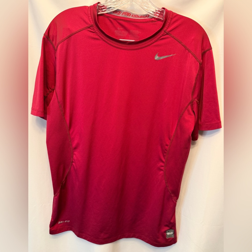 Nike Pro Combat Shirt Men’s Large Maroon Short Sleeve Performance NikeFIT